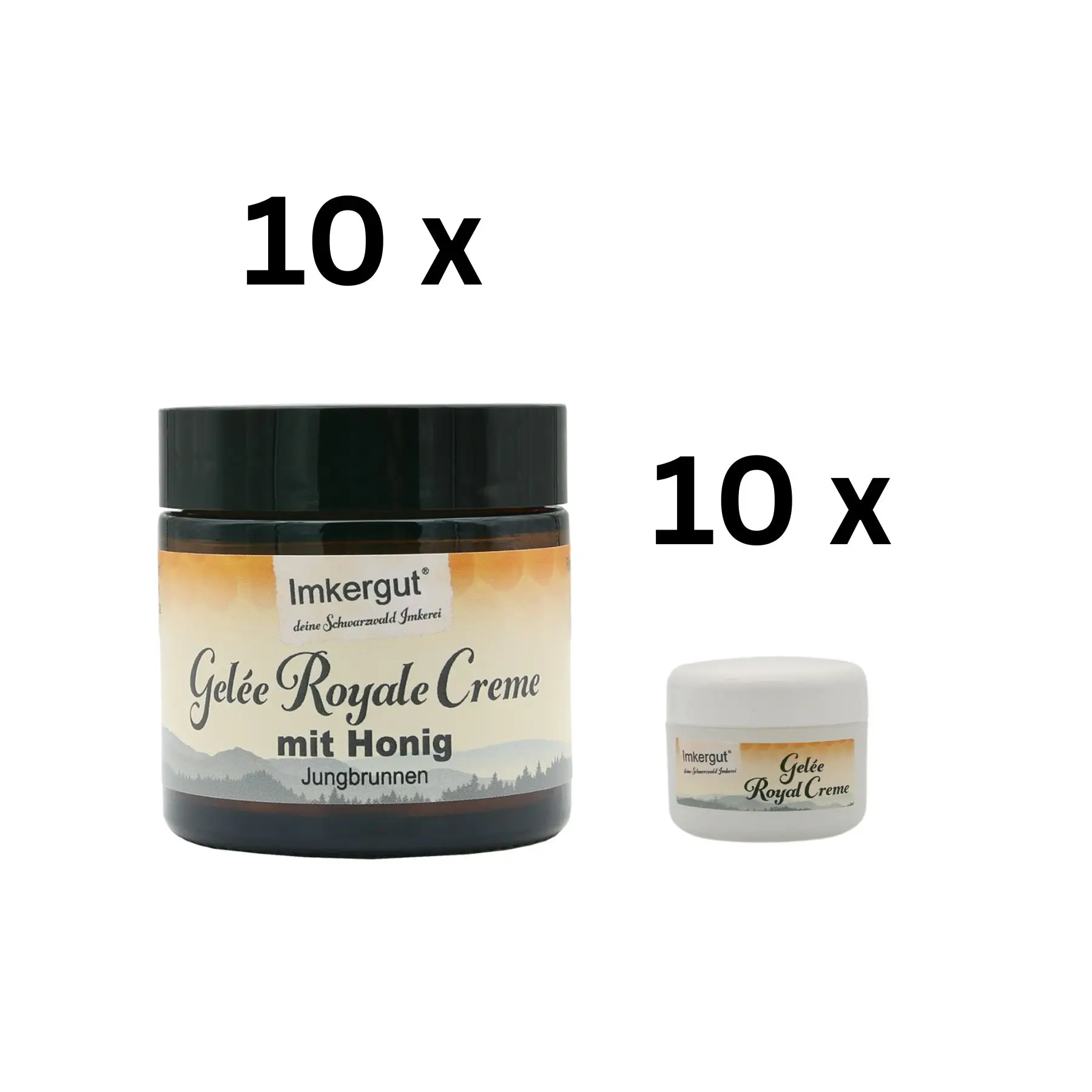 10 Gelée Royale Honig Creme 50 ml + 10 Proben 5 ml gratis